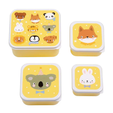 A Little Lovely Company Matlåda - och Snackboxset - 4 st. - Djurvänner 