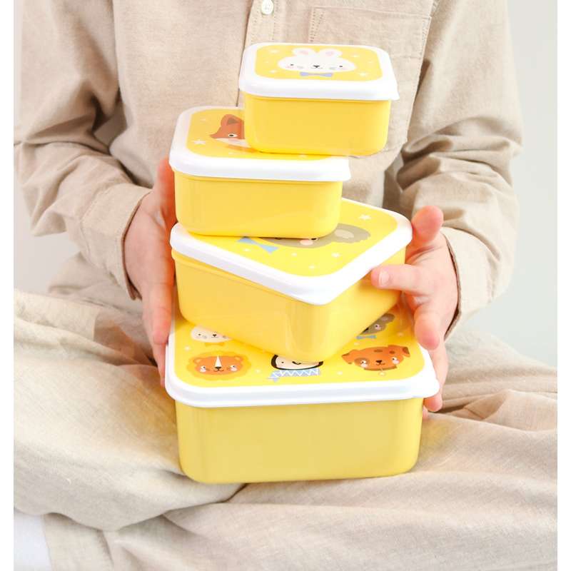 A Little Lovely Company Matlåda - och Snackboxset - 4 st. - Djurvänner 