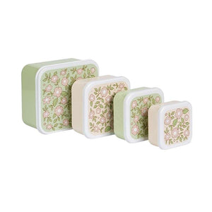 A Little Lovely Company Matlåda - och Snackboxset - 4 st. - Blossoms - Ljusrosa och Salvia.