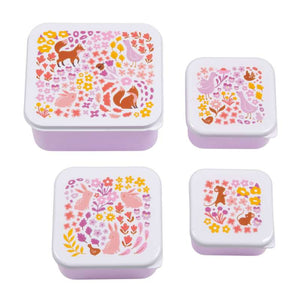 A Little Lovely Company Matlåda - och Snacksboxset - 4 st. - Blomsterträdgård 