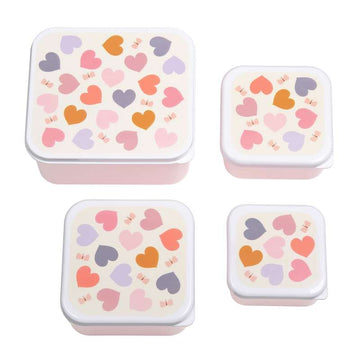 A Little Lovely Company Matlåda - och snackboxset - 4 st. - Hearts 