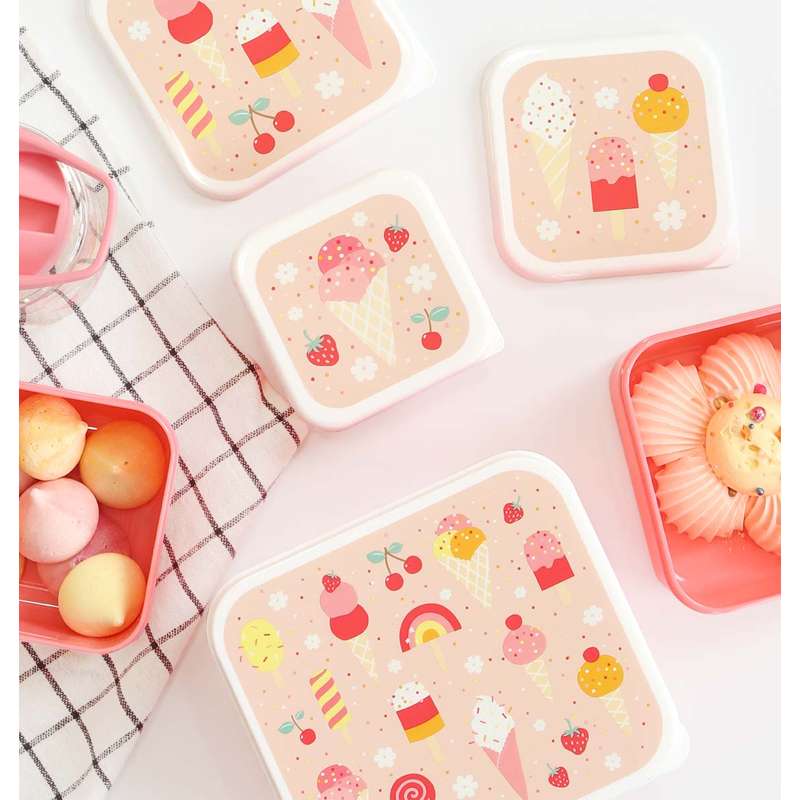 A Little Lovely Company Matlåda - och Snacksboxset - 4 st. - Glass 