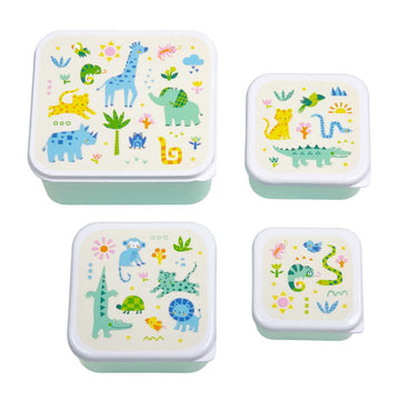 A Little Lovely Company Matlåda - och snackboxset - 4 st. - Djungel 
