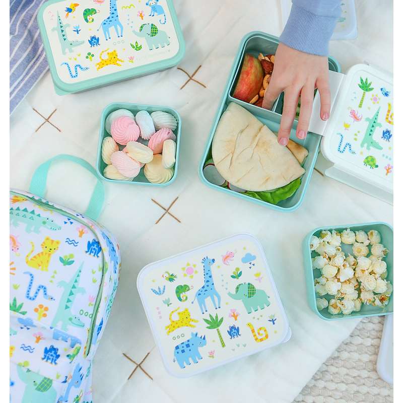 A Little Lovely Company Matlåda - och snackboxset - 4 st. - Djungel 
