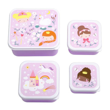 A Little Lovely Company Matlåda - och snackboxset - 4 st. - Prinsessor 