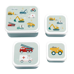 A Little Lovely Company Matlåda - och Snacksboxset - 4 st. - Fordon 