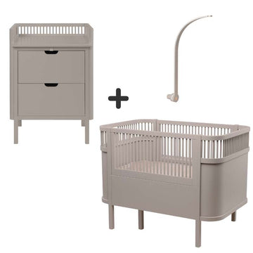 Sebra Sängen och Skötbordet m. Mobilhållare - Jetty Beige - Paket 1 