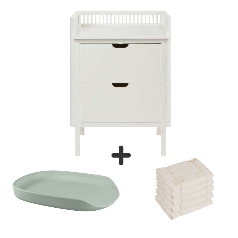 Sebra Skötbord med lådor - Classic White - Bundle 5 