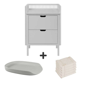 Sebra Skötbord med lådor - Stengrå - Paket 1 