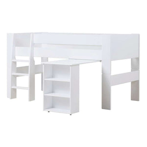 Hoppekids PURE - Halvhög Säng med Skrivbord - 90x200 cm - Vit