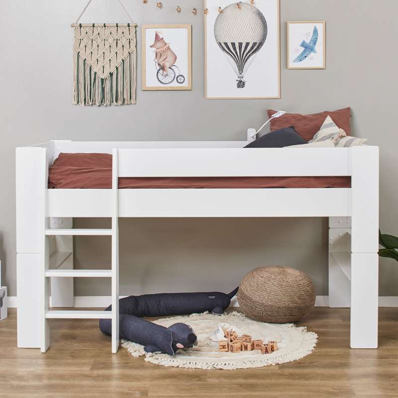 Hoppekids PURE - Halvhög loftsäng Modul - 90x200 cm - Vit 