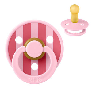 Bibs Rund Colour Napp - strl. 2 - naturgummi - Studio - Block - Baby Pink/Korall 