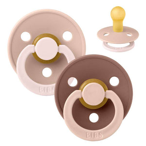 BIBS Rund Colour Napp - Str. 1 - Naturgummi - Fusion Studio - Blush/Woodchuck Mix
