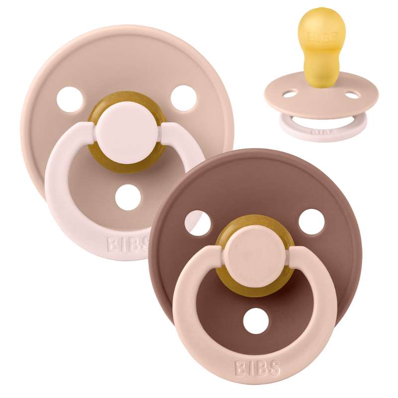 BIBS Rund Colour napp - strl. 3 - naturgummi - Studio - Fusion - Blush/Woodchuck Mix 