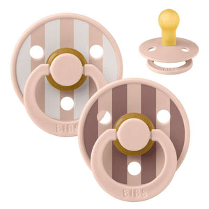 Bibs Rund Colour Napp - 2-Pack - strl. 1 - naturgummi - Studio - Block - Blush Mix 