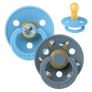 BIBS Rund Colour Napp - 2-Pack - Str. 2 - Naturgummi - Bumblebee Studio - Breeze Mix