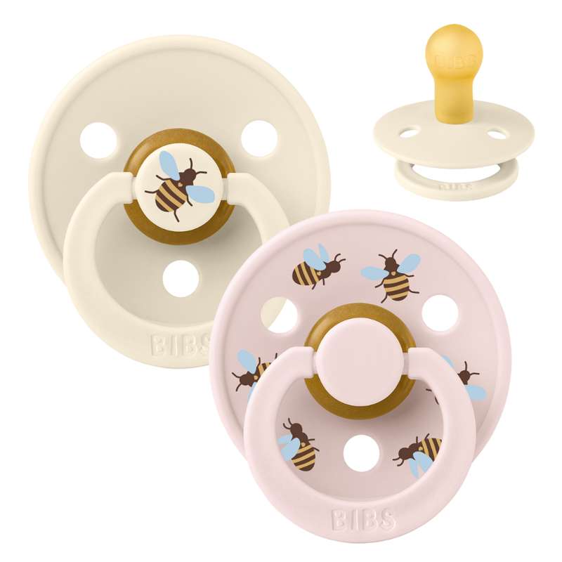 Bibs Rund Colour Napp - 2-Pack - strl. 1 - naturgummi - Studio - Bumblebee - Elfenben Mix 