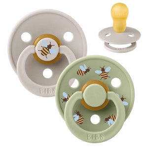 Bibs Rund Colour Napp - 2-Pack - strl. 3 - naturgummi - Studio - Bumblebee - Svampmix 