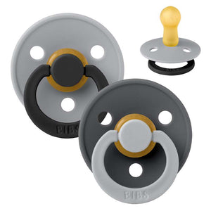 BIBS Rund Colour napp - strl. 2 - naturgummi - Studio - Fusion - Cloud/Iron Mix 