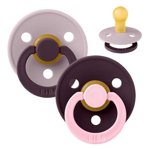 BIBS Rund Colour napp - strl. 1 - naturgummi - Studio - Fusion - Dämpad Lila/Plommon Mix 