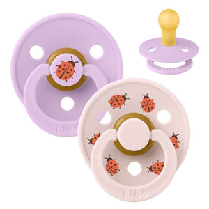 Bibs Rund Colour Napp - 2-Pack - strl. 1 - naturgummi - Studio - Ladybug - Lila himmelmix 