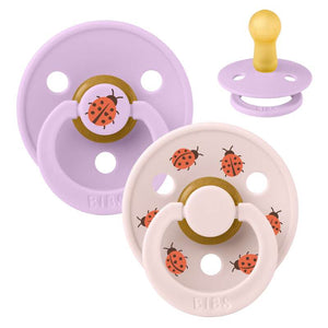 Bibs Rund Colour Napp - 2-Pack - strl. 2 - naturgummi - Studio - Nyckelpiga - Lila Himmel Mix 