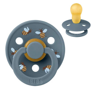 Bibs Rund Colour Napp - strl. 3 - naturgummi - Studio - Bumblebee - Petrol 