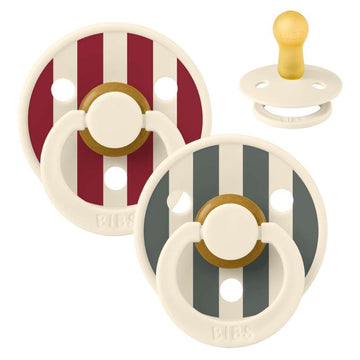 Bibs Rund Colour Napp - 2-Pack - strl. 1 - naturgummi - Studio - Block - Ruby/Pine Mix 