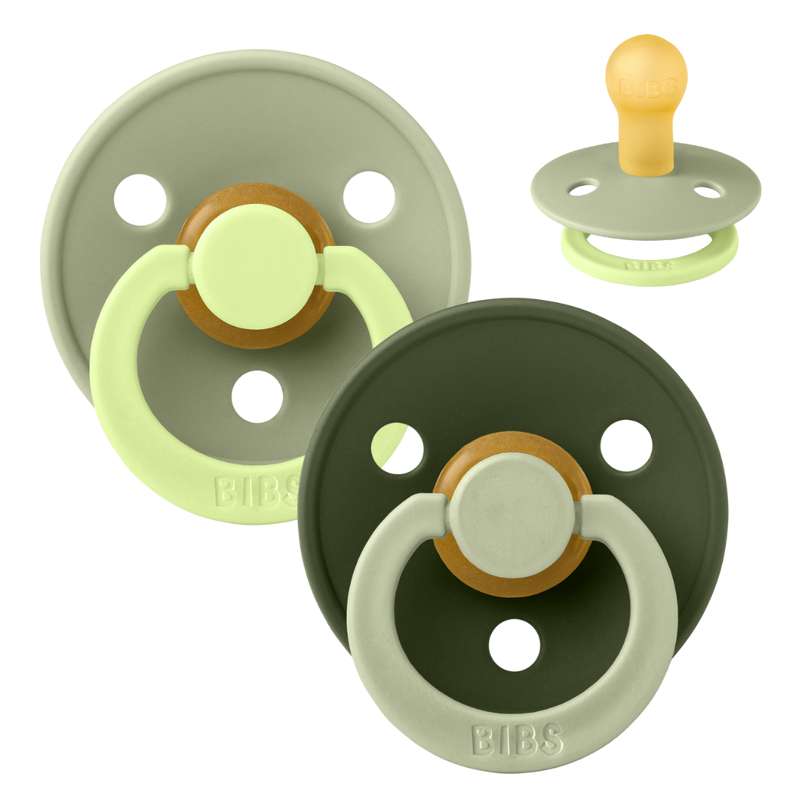BIBS Rund Colour napp - strl. 1 - naturgummi - Studio - Fusion - Salvia/Jägare Grön Blandning 
