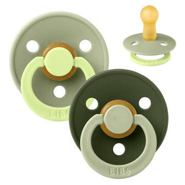 BIBS Rund Colour napp - strl. 2 - naturgummi - Studio - Fusion - Salvia/Jaktgrön Mix 