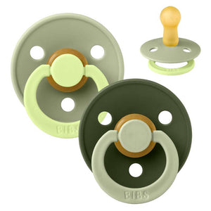BIBS Rund Colour napp - strl. 2 - naturgummi - Studio - Fusion - Salvia/Jaktgrön Mix 