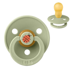 Bibs Rund Colour Napp - strl. 3 - naturgummi - Studio - Nyckelpiga - Salvia 