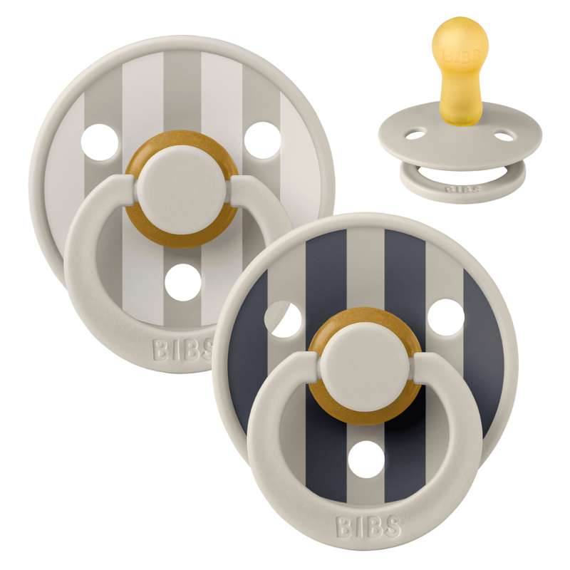 Bibs Rund Colour Napp - 2-Pack - strl. 2 - naturgummi - Studio - Block - Sand Mix 