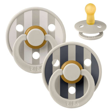 Bibs Rund Colour Napp - 2-Pack - strl. 2 - naturgummi - Studio - Block - Sand Mix 