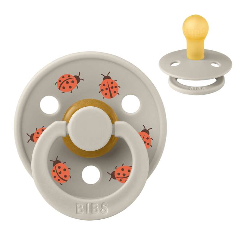 Bibs Rund Colour Napp - strl. 1 - naturgummi - Studio - Nyckelpiga - Sand 