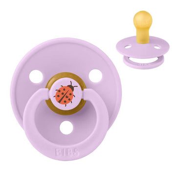 Bibs Rund Colour Napp - strl. 1 - naturgummi - Studio - Nyckelpiga - Violett Himmel 