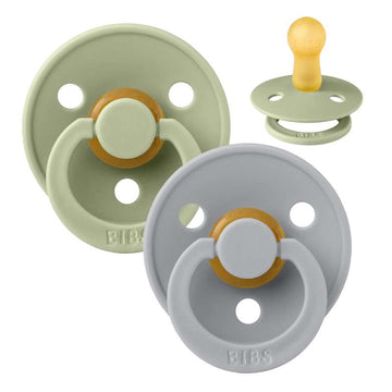 Bibs Rund Colour Napp - 2-Pack - strl. 2 - naturgummi - Salvia/Moln 