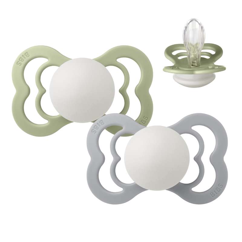 Bibs Supreme Napp - 2-Pack - strl. 2 - Silikon - GLOW - Salvia/Moln 