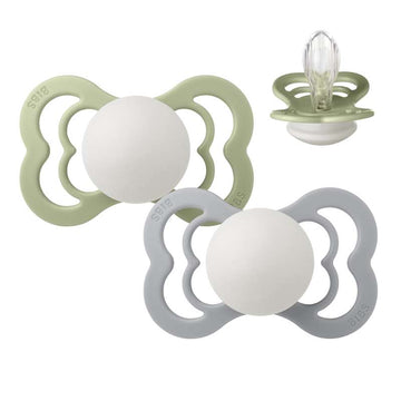 Bibs Supreme Napp - 2-Pack - strl. 2 - Silikon - GLOW - Salvia/Moln 