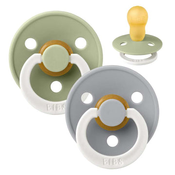 Bibs Rund Colour Napp - 2-Pack - strl. 3 - naturgummi - GLOW - Salvia/Moln 