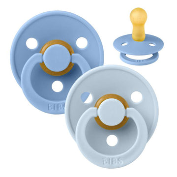 Bibs Rund Colour Napp - 2-Pack - strl. 2 - naturgummi - Himla Blå/Baby Blå 