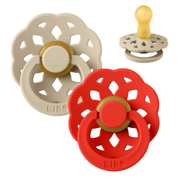 BIBS Rund Boheme napp - 2-Pack - strl. 2 - naturgummi - Vanilj/Candy Apple 