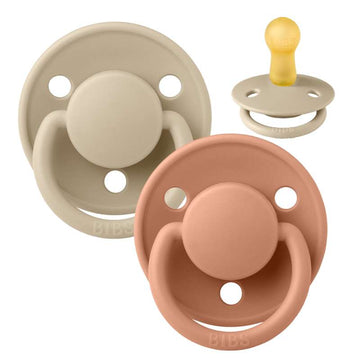 Bibs De Lux Napp - 2-Pack - strl. 2 - naturgummi - Vanilj/Persika 