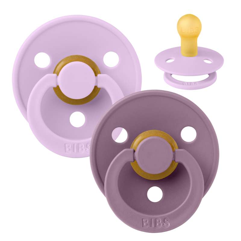 Bibs Rund Colour Napp - 2-Pack - strl. 1 - naturgummi - Lila Himmel/Mauve 