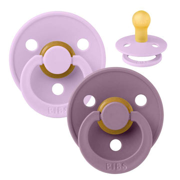 Bibs Rund Colour Napp - 2-Pack - strl. 1 - naturgummi - Lila Himmel/Mauve 