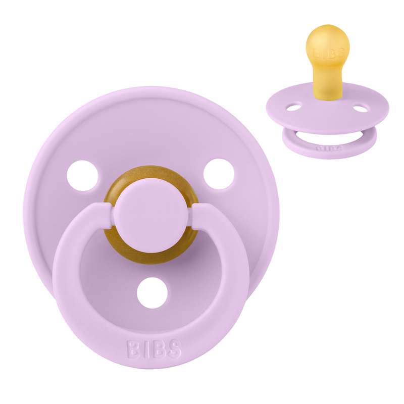 Bibs Rund Colour Napp - strl. 1 - naturgummi - Lila himmel 