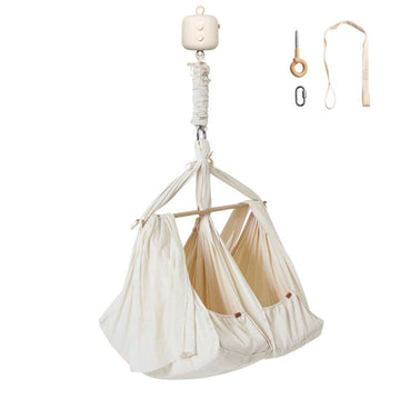 Hjälpa Bundle - Premium - Twin Slyngevugge m. Vuggemotor och Takupphängning - Naturlig 