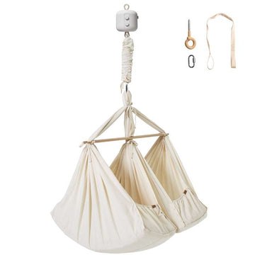 Hjälpa Bundle - Twin Slyngevugge m. Vuggemotor och Takupphängning - Naturlig 