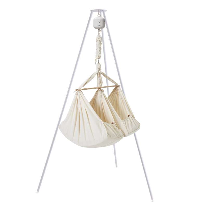 Hjälpa Bundle - Twin Slyngevugge m. Vuggemotor och Vuggestativ - Naturlig 