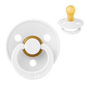 Bibs Rund Colour Napp - strl. 1 - naturgummi - Vit 